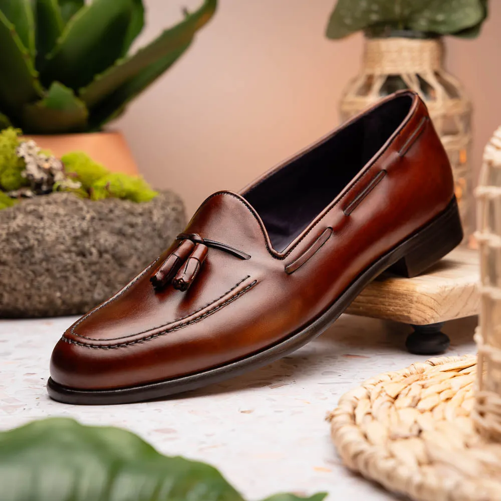 15-586-CGN FRANCO Italian Calfskin Tassel Loafer Cognac