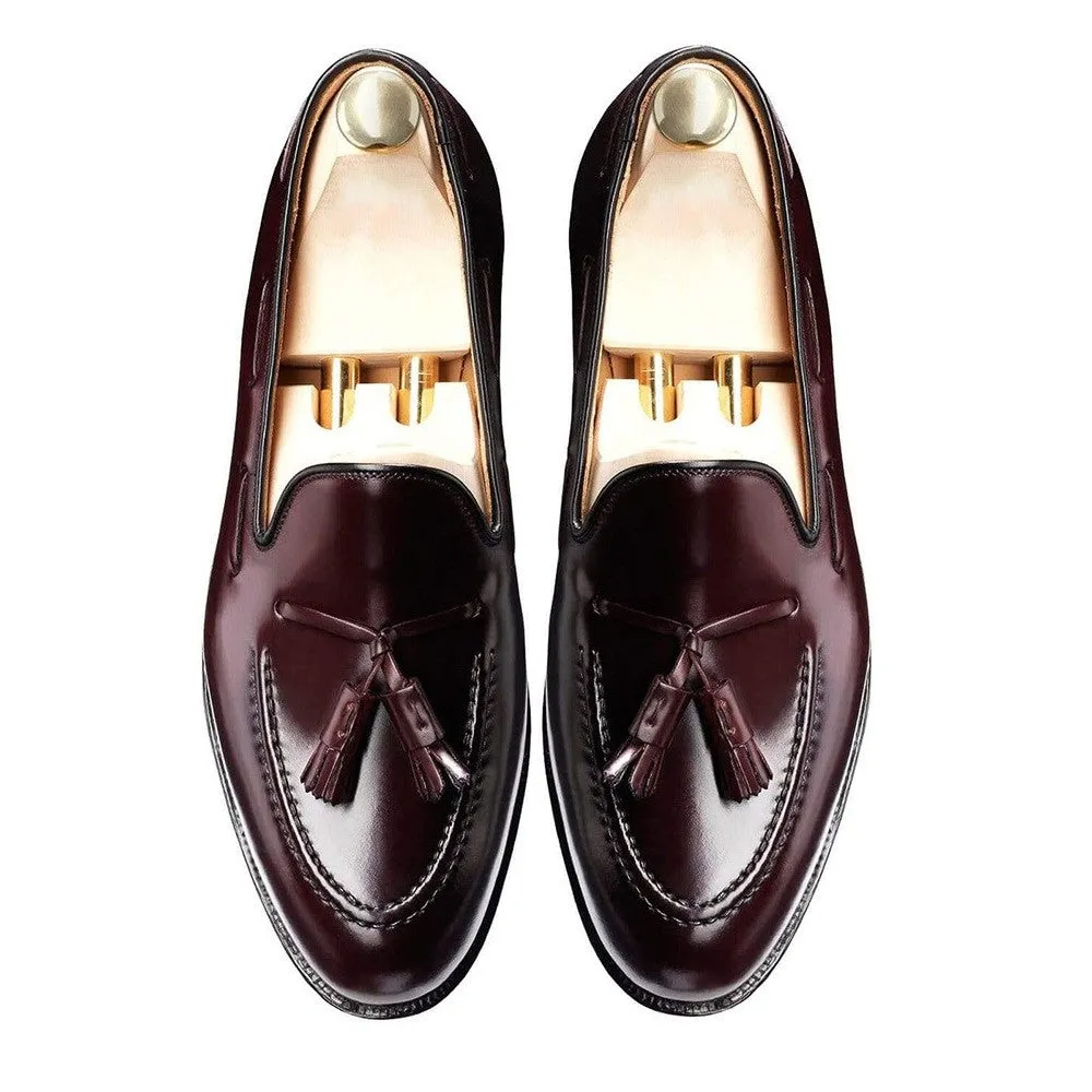 6CM/2.36 Inches CMR CHAMARIPA Men's Burgundy Cordovan Tassel Loafers