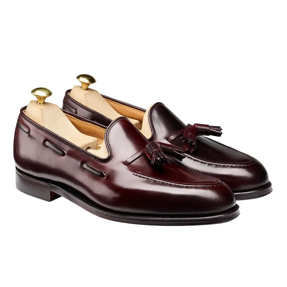 6CM/2.36 Inches CMR CHAMARIPA Men's Burgundy Cordovan Tassel Loafers