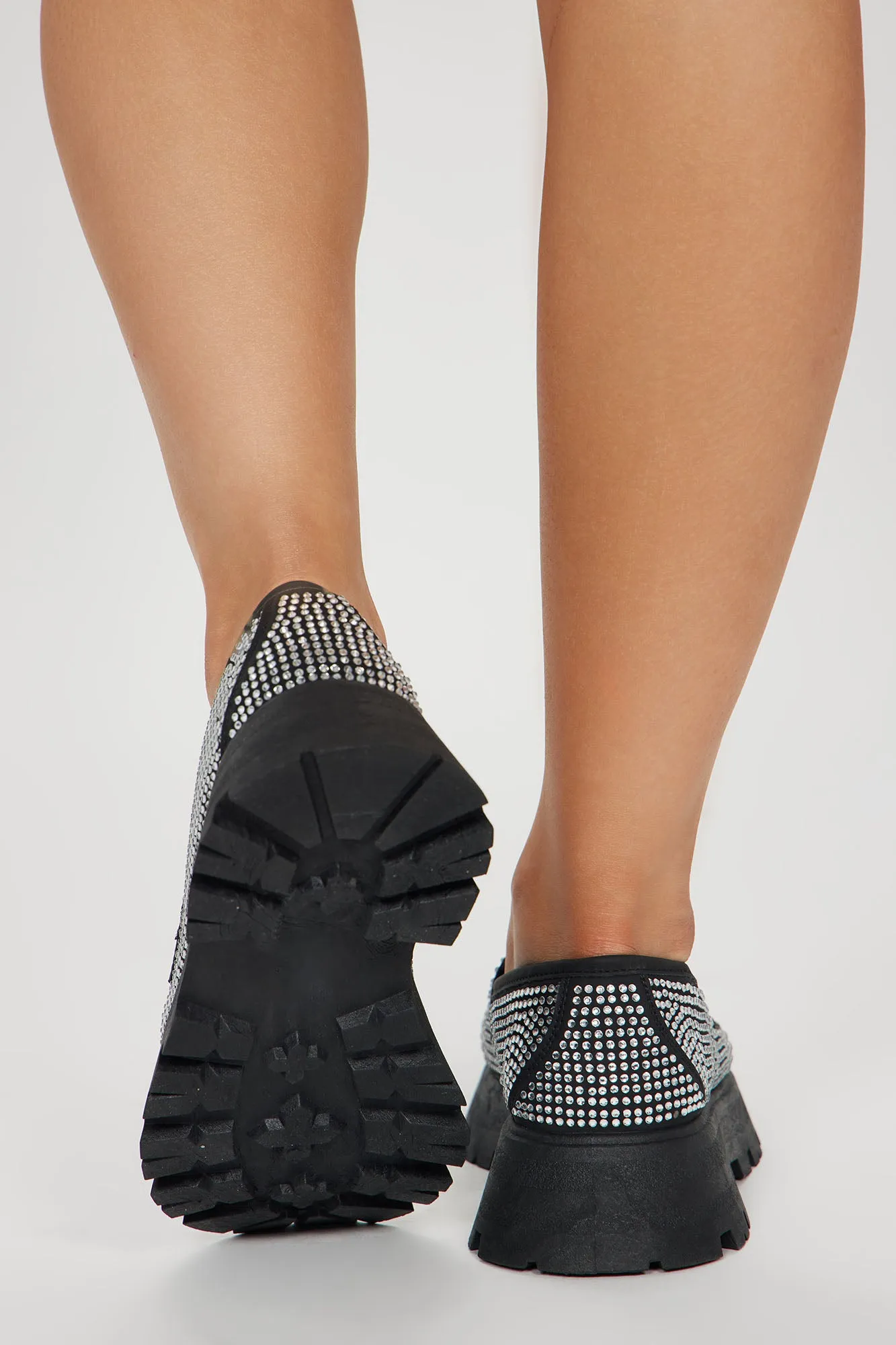 Always Stylin' Rhinestone Loafers  - Black