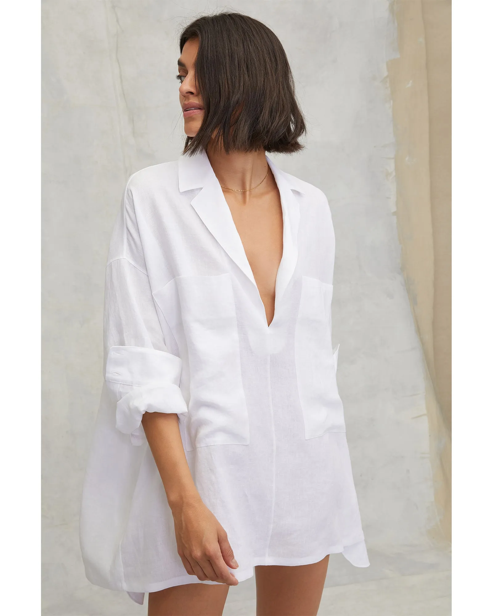 Amanda Blazer Linen Tunic in White