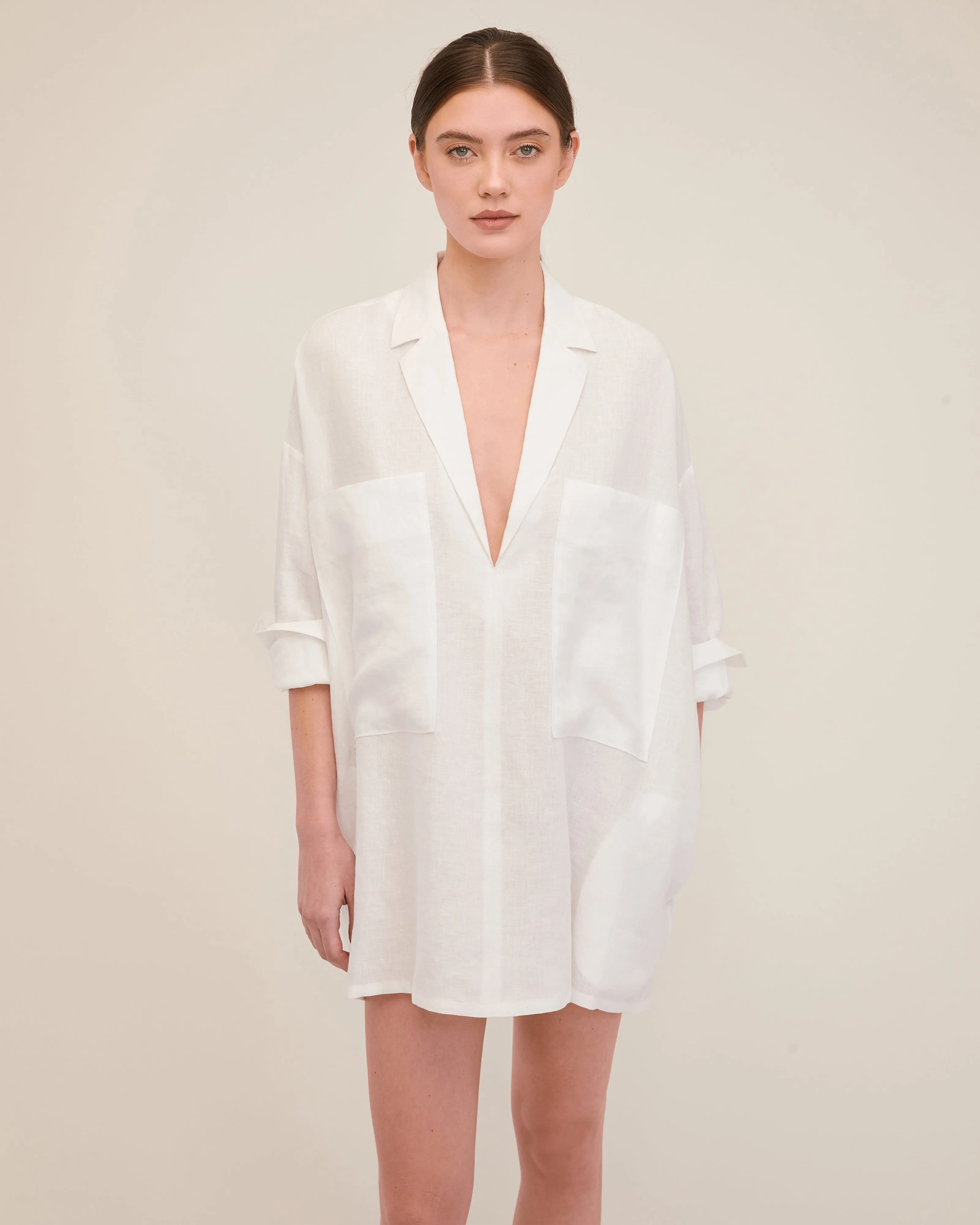 Amanda Blazer Linen Tunic in White