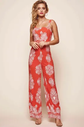 Angie Tie Back Jumpsuit Red