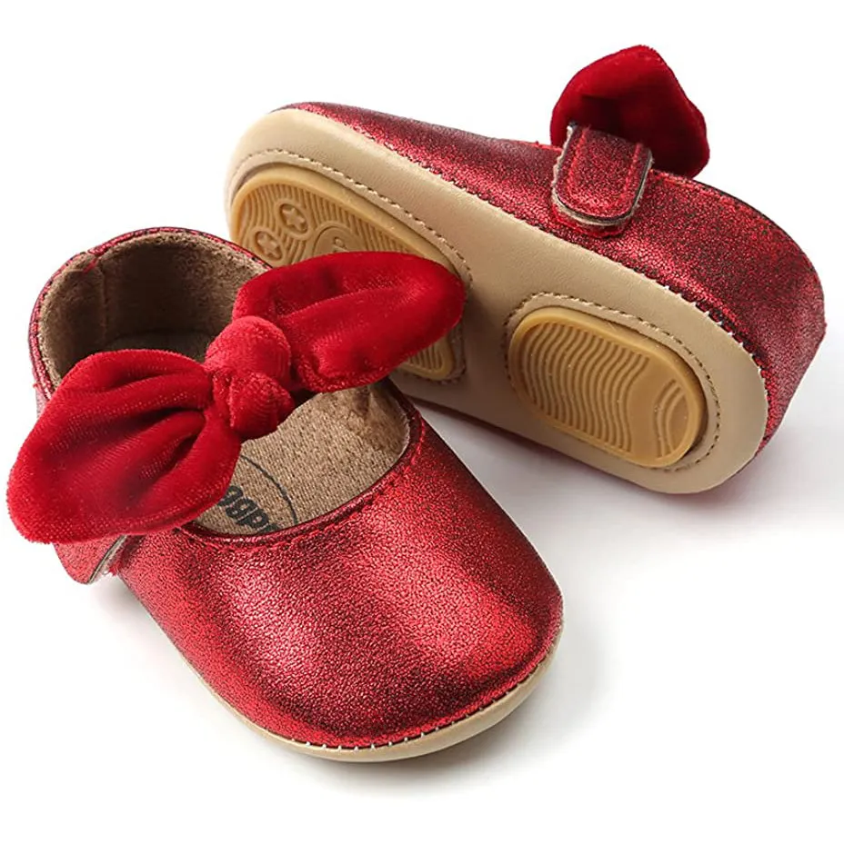 Antheron Baby Girls Mary Jane Flats with Bowknot