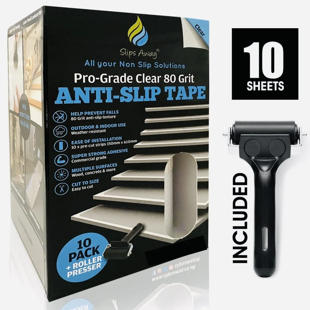 Anti Slip Tape Pre Cut Sheets in Clear 10x Pack 24″x6″