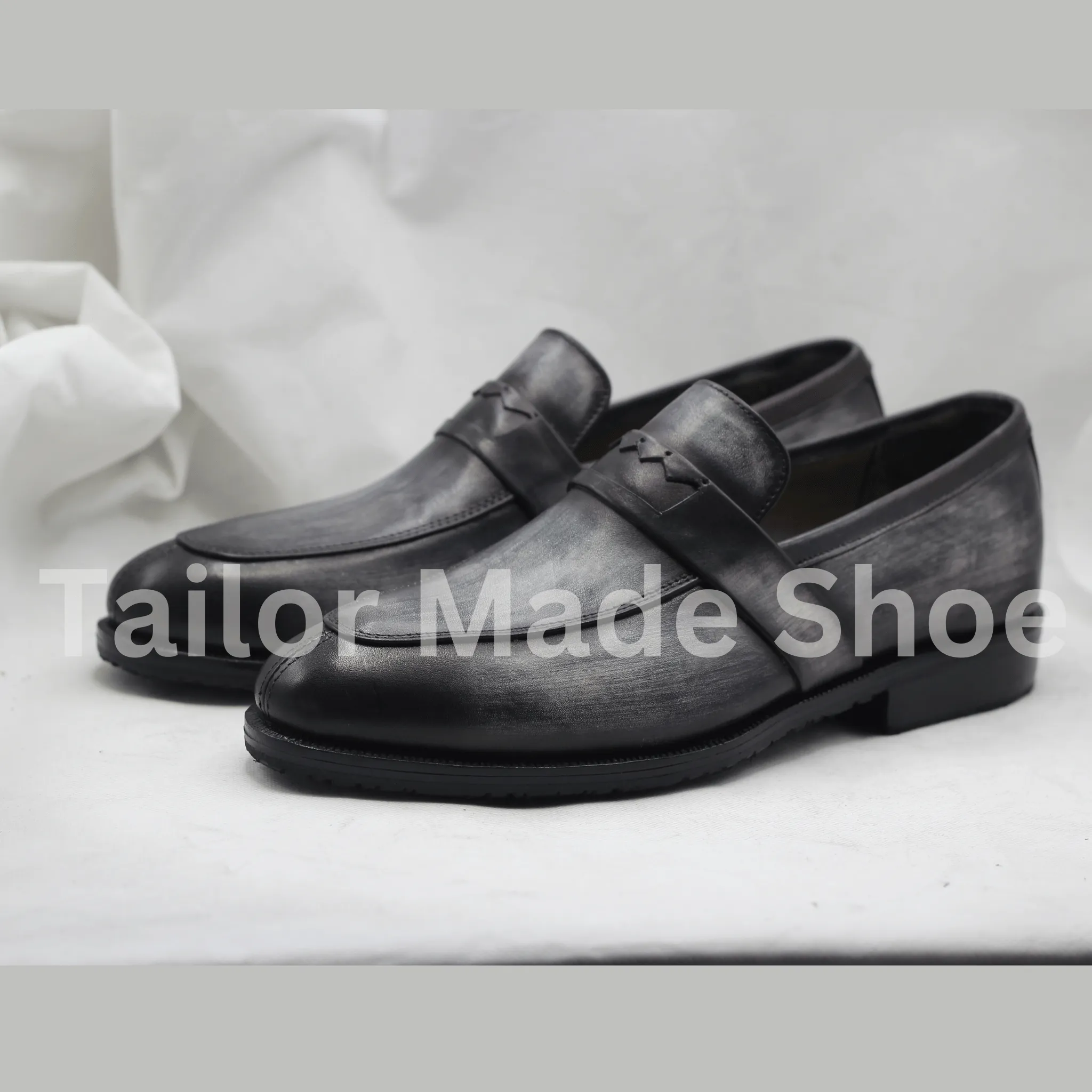 Artisan-Made Black Leather Shoes - Timeless Slip-On Style - Classic Formal Style Bespoke Handmade Premium Quality Shoes Loafers Men's Shoes