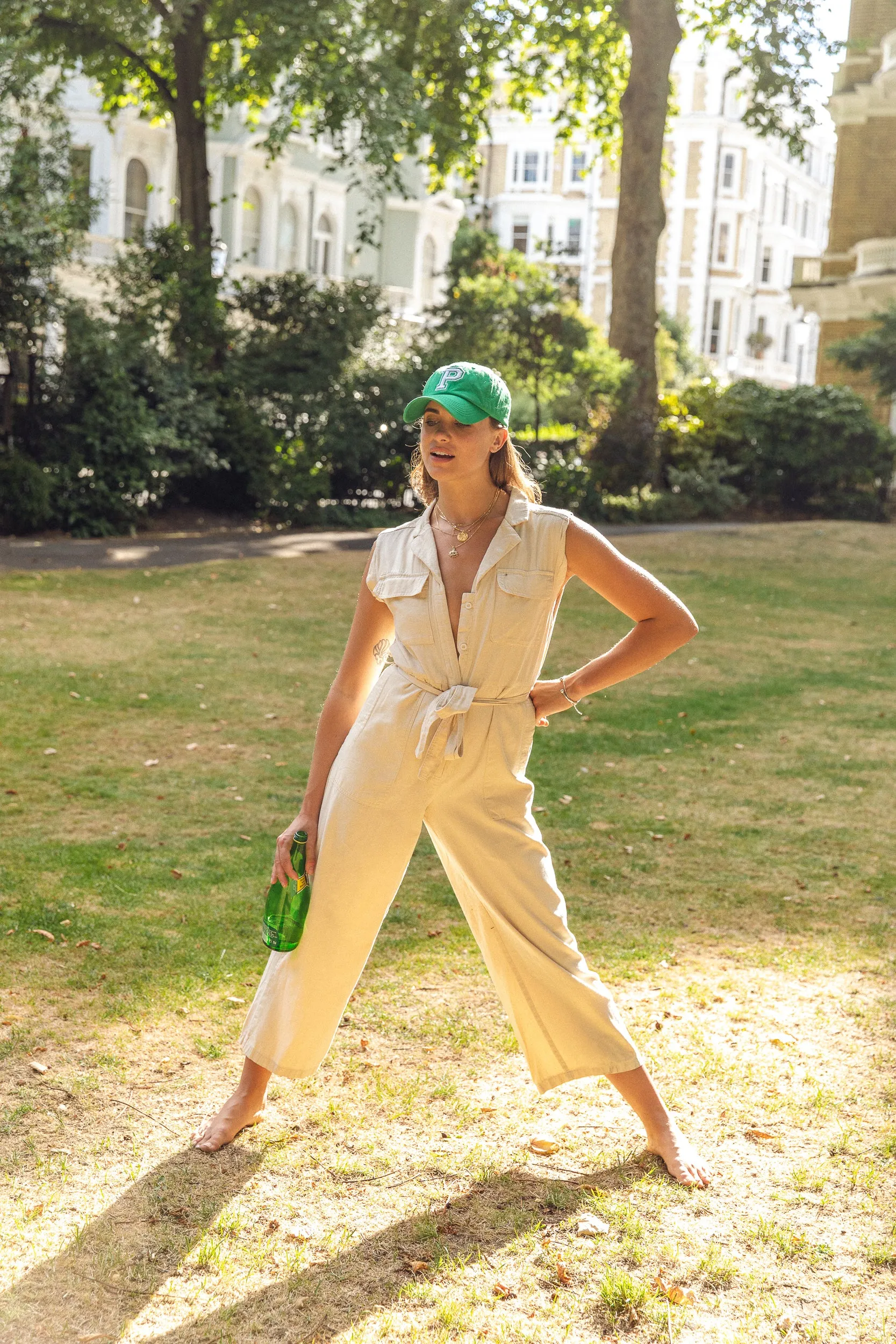 Athletics Cotton Jumpsuit | Stone