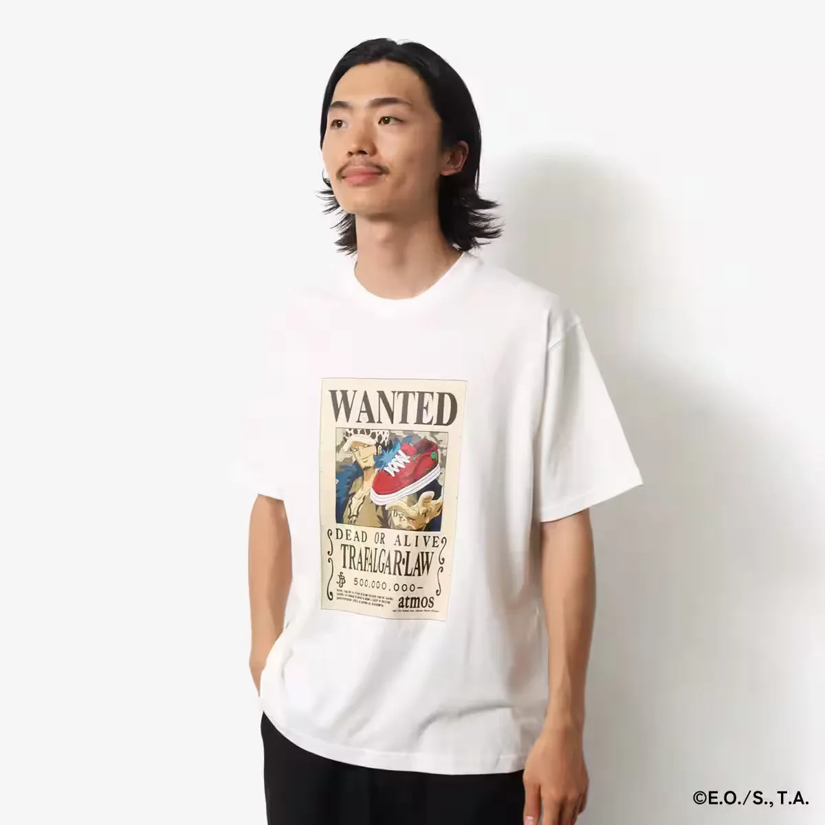 ATMOS X ONE PIECE WANTED POSTER T-SHRTS WHITE X TRAFALGAR LAW