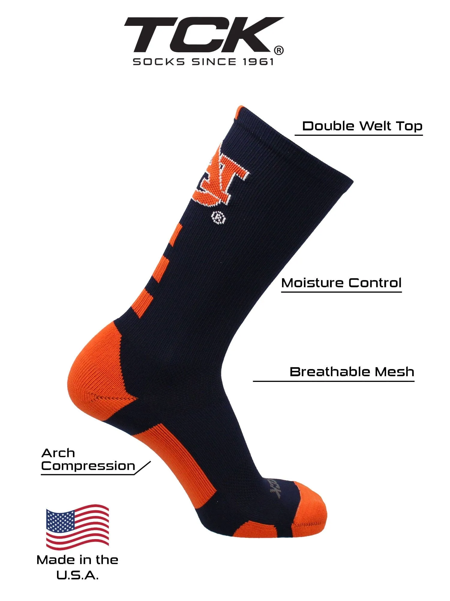 Auburn Tigers Socks Baseline Crew