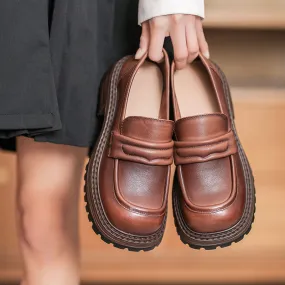 Babakud Fine Leather Women Round Toe Loafers