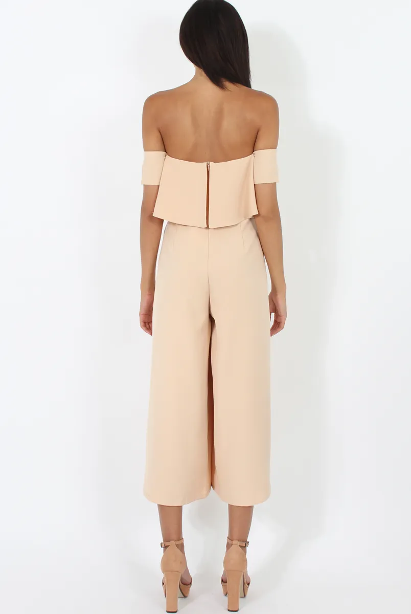 Beige Off The Shoulder Jumpsuit - Kyda