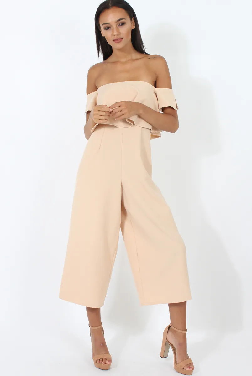 Beige Off The Shoulder Jumpsuit - Kyda