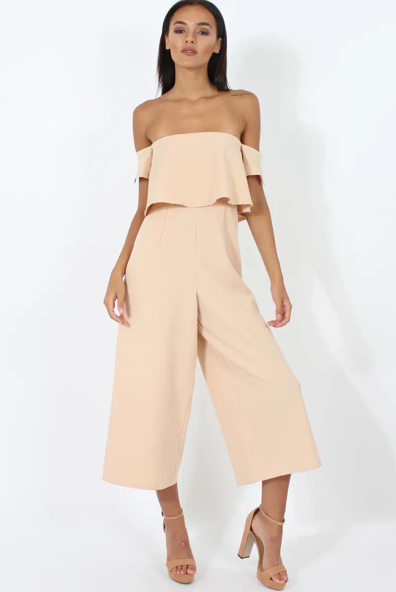 Beige Off The Shoulder Jumpsuit - Kyda