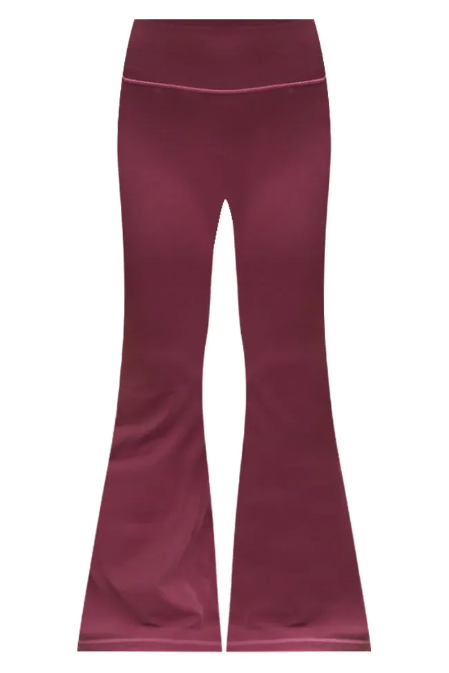 Believe In Yourself Maroon Flare Leggings FINAL SALE