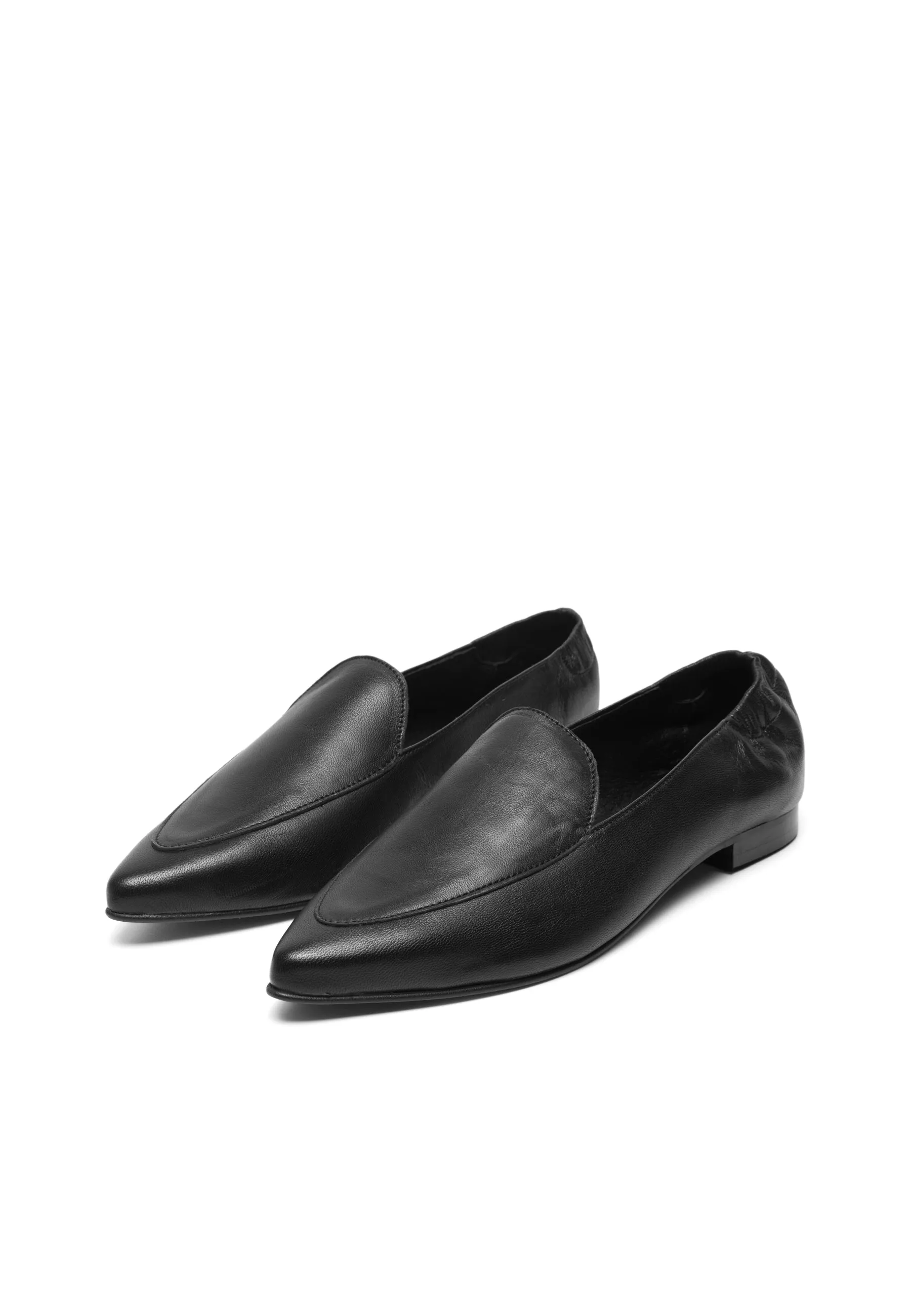 Biatracey Black Flat Leather Loafers