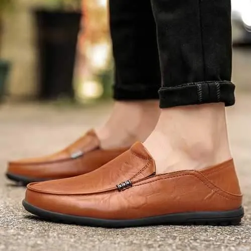 Big Size Leather Comfortable Driving Loafers Flats