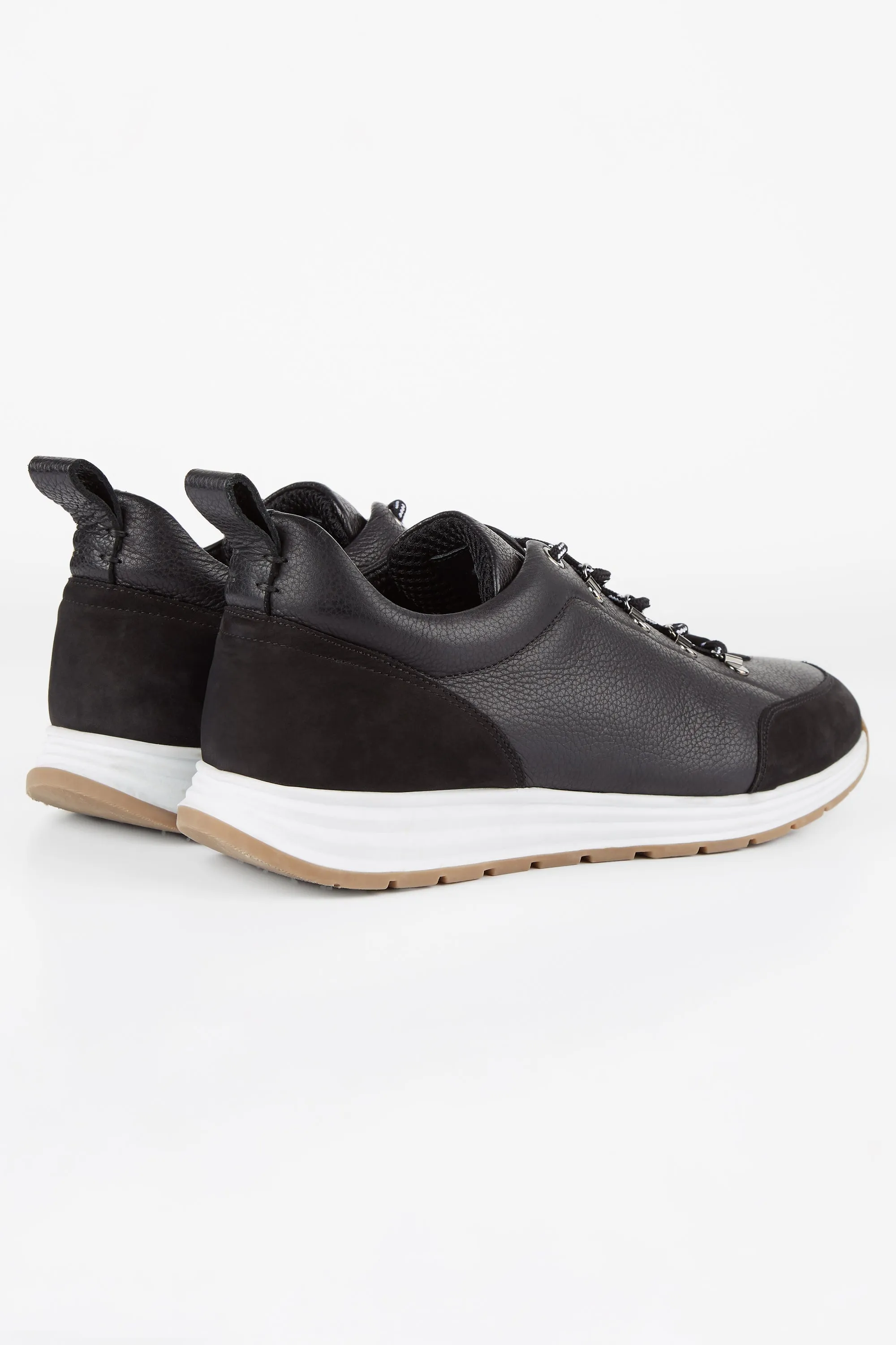 Black Leather Hiker Trainer