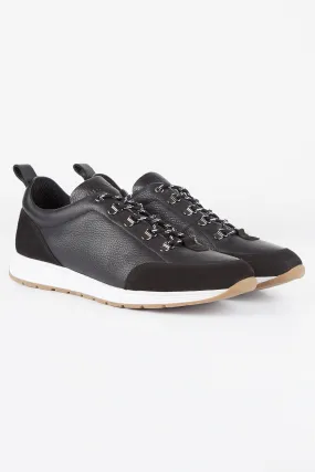 Black Leather Hiker Trainer