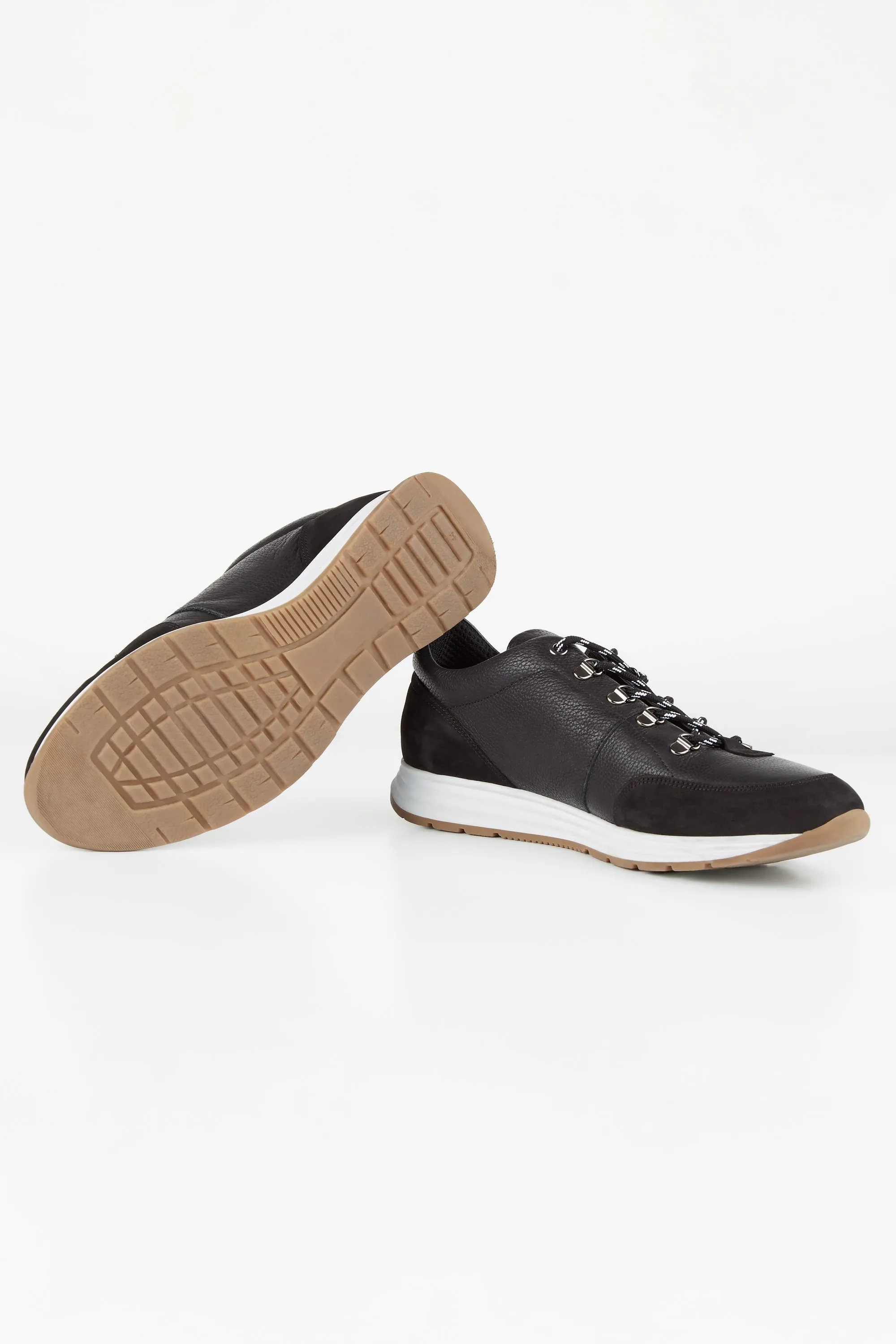 Black Leather Hiker Trainer