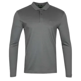 BOSS Pirol Long Sleeve Polo Shirt in Dark Grey