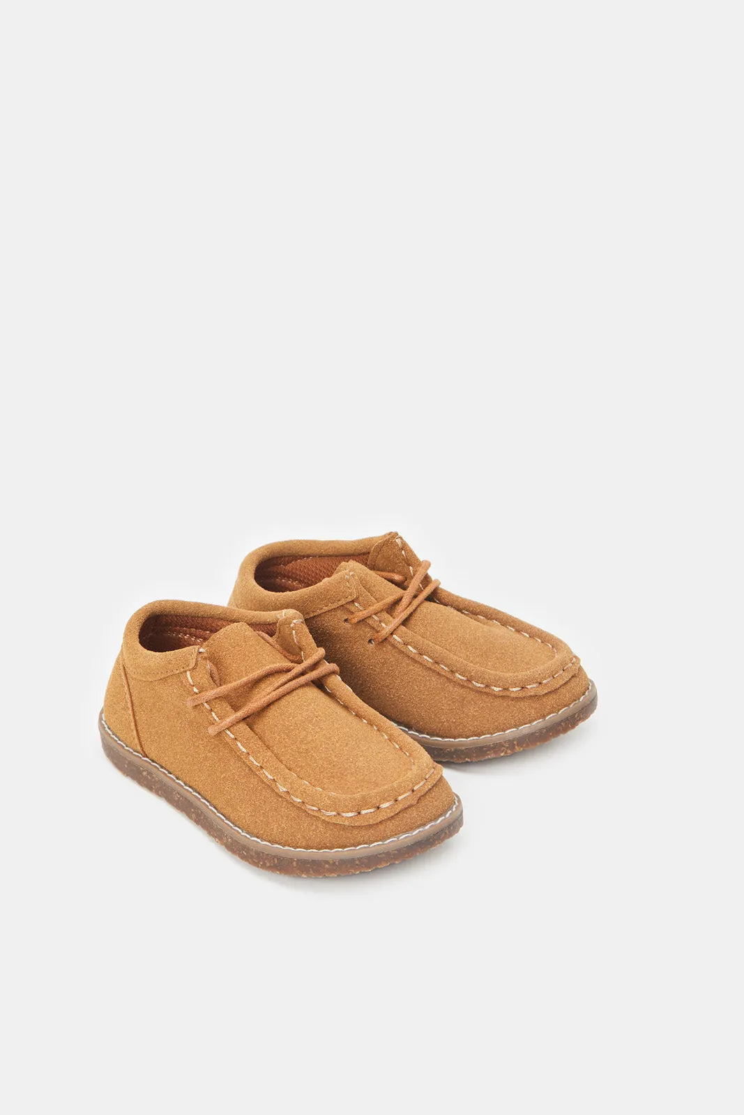 Boys Tan Apron Toe Loafers