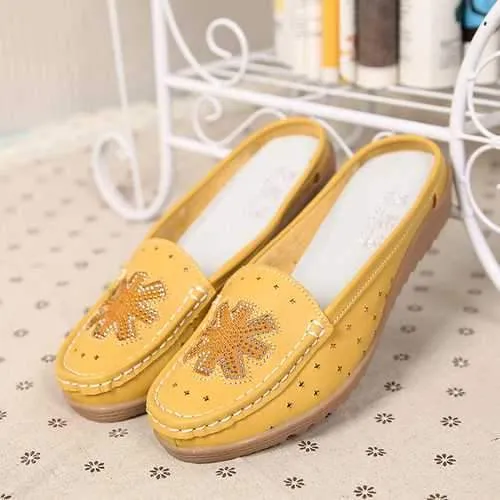 Casual Hollow Out Slip On Flat Loafers For Women