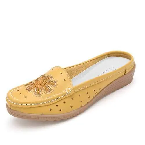 Casual Hollow Out Slip On Flat Loafers For Women