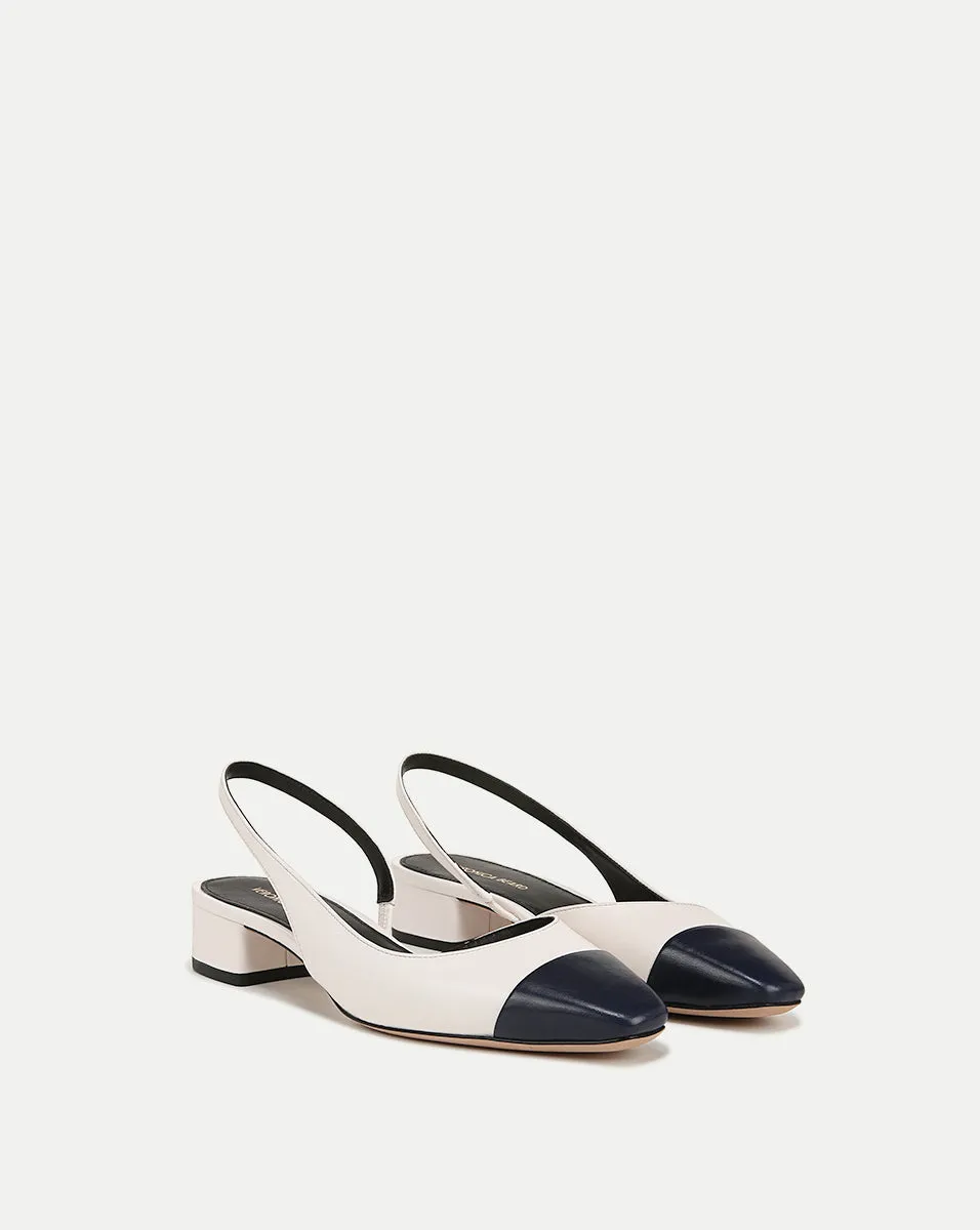 Cecile Leather Cap-Toe Slingback