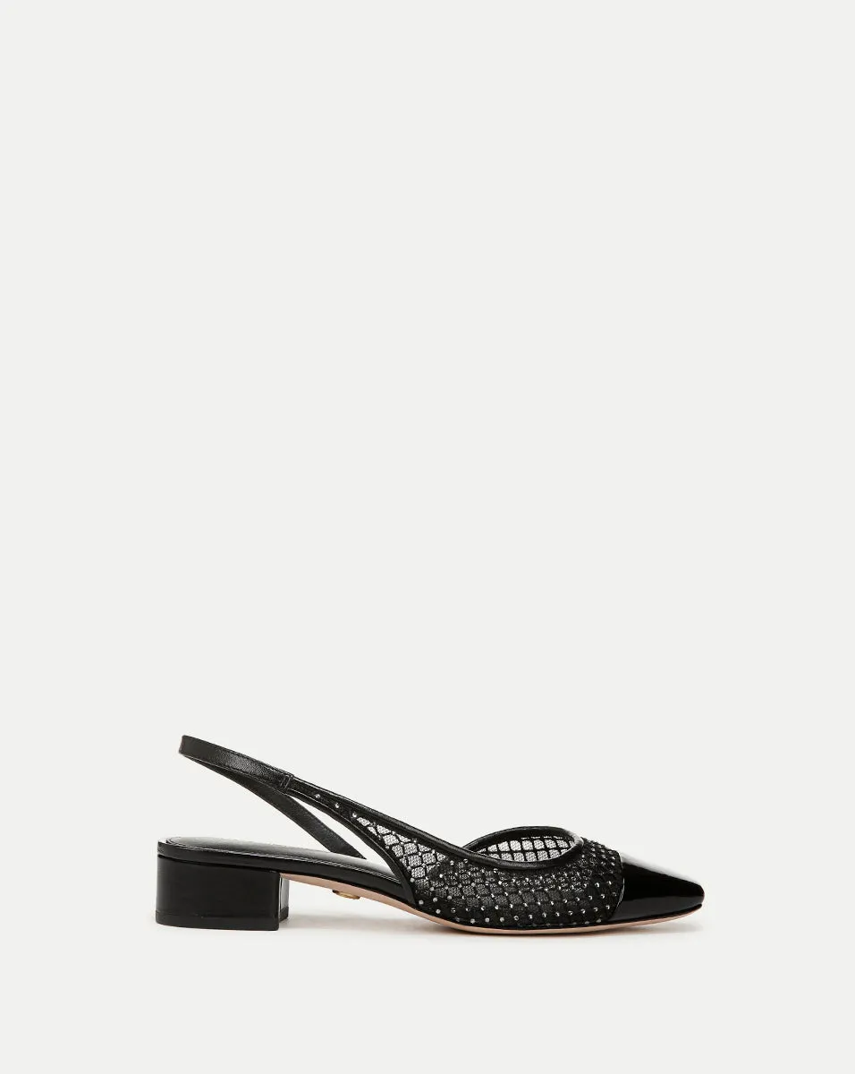 Cecile Rhinestone Mesh Cap-Toe Slingback