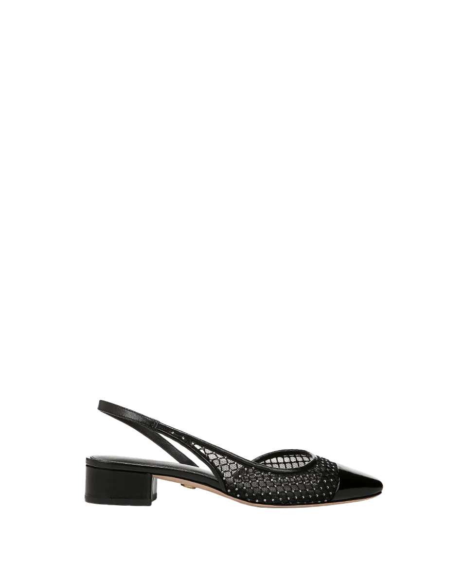 Cecile Rhinestone Mesh Cap-Toe Slingback