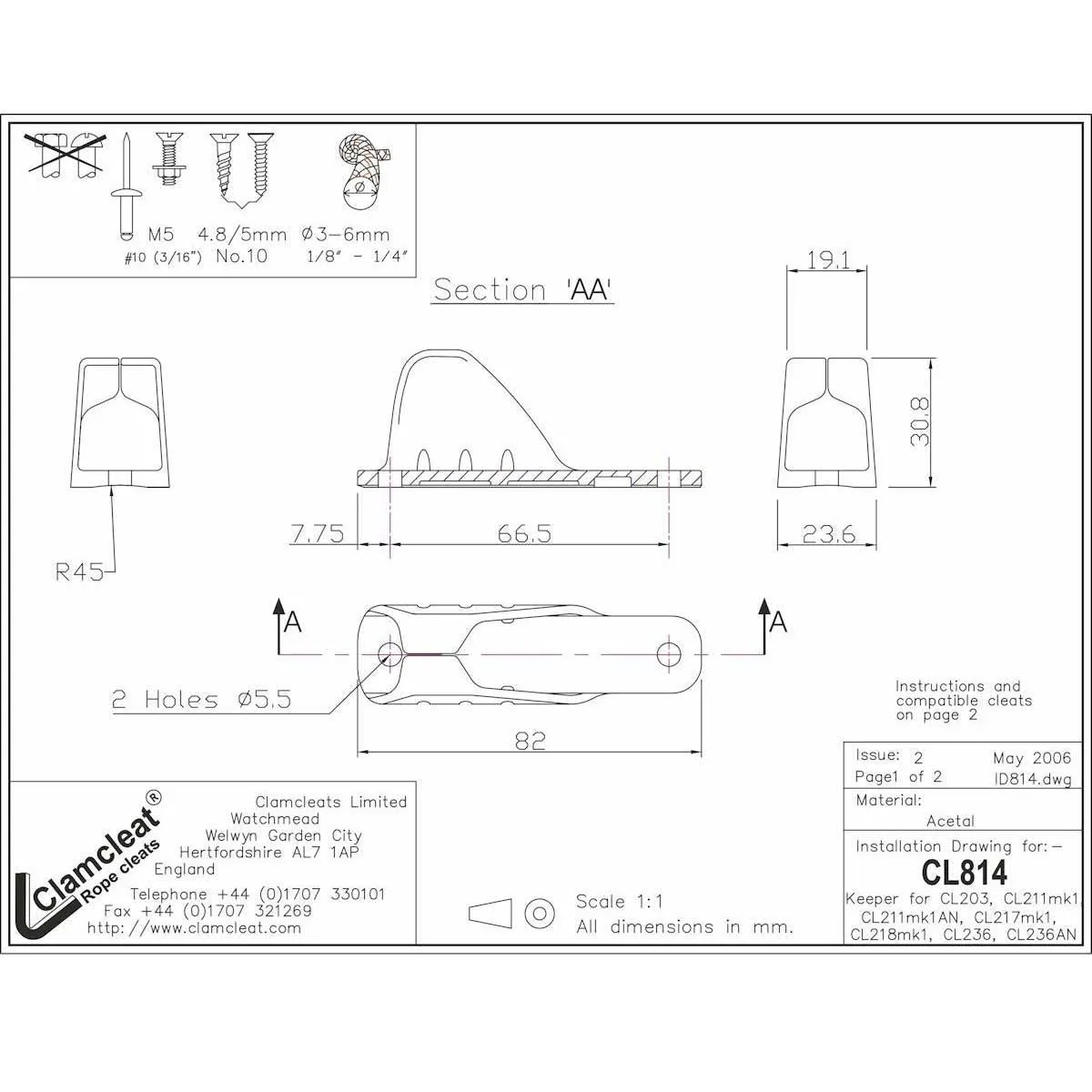 Clamcleat CL814 Keeper for CL203 & Mk1 Juniors - CL814