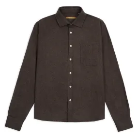 Classic Cotton & Cashmere Shirt - Brown Herringbone