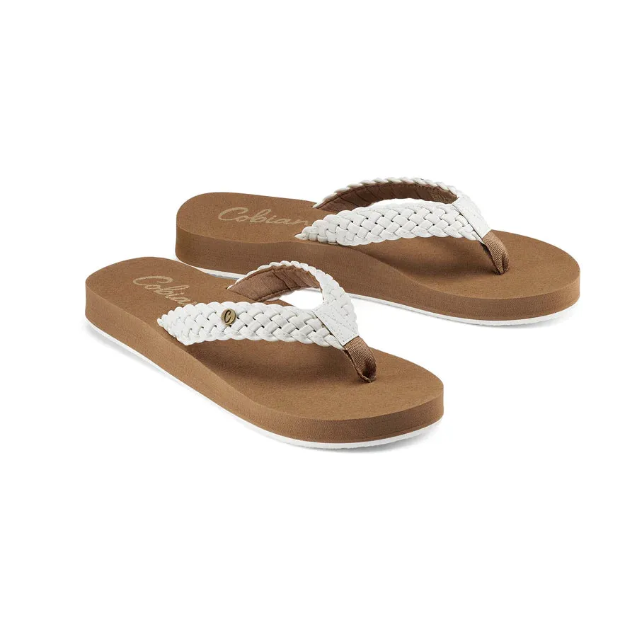 Cobian Women's Braided Bounce Flip Flops - White BRB10-100