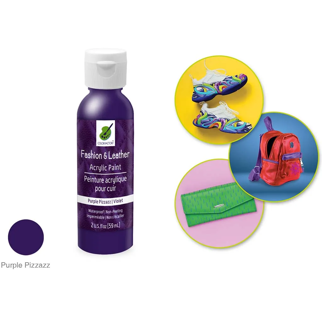 Color Factory: Fashion & Leather Acrylic Paint Purple Pizzazz, 2Oz