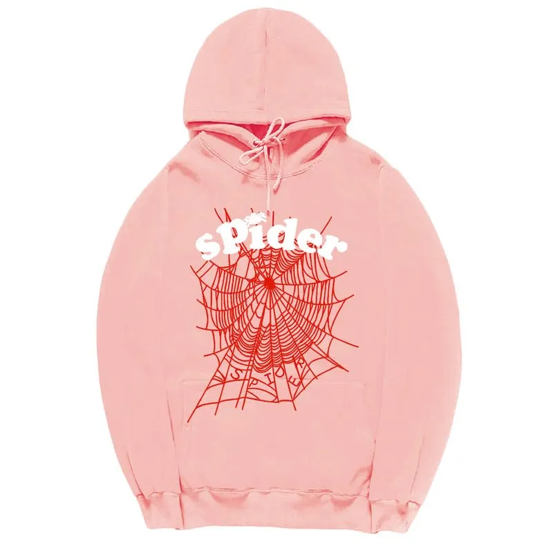 CORIRESHA Fashion Spider Web Hoodie Long Sleeve Drawstring Unisex Cotton Sweatshirt with Pockets