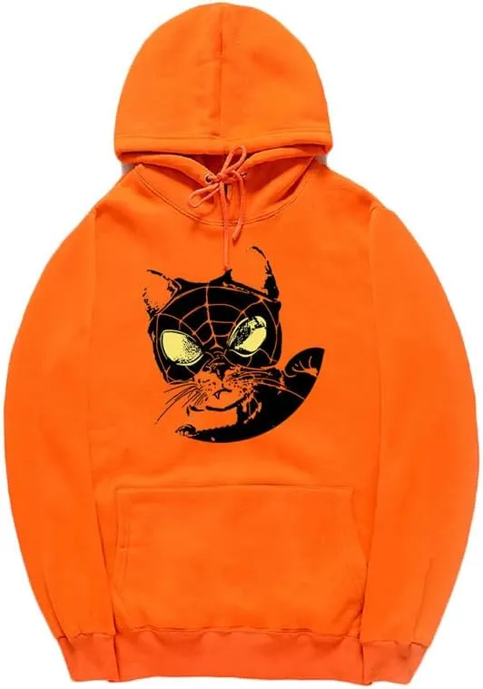 CORIRESHA Teen Cat Lovers Hoodie Long Sleeve Drawstring Casual Y2K Spider Web Sweatshirt