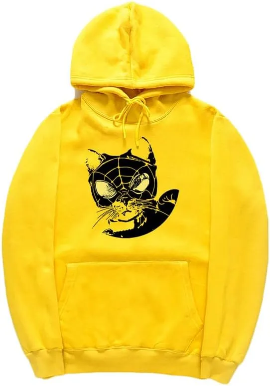 CORIRESHA Teen Cat Lovers Hoodie Long Sleeve Drawstring Casual Y2K Spider Web Sweatshirt