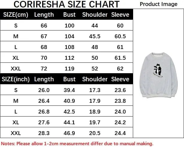 CORIRESHA Teen Cute Cat Skateboard Crew Neck Long Sleeve Soft Cotton Sweatshirt