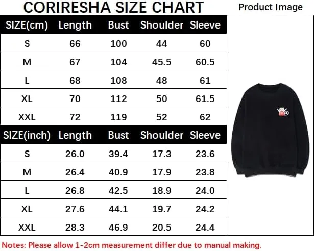 CORIRESHA Unisex Cat Lovers Heart Print Crewneck Long Sleeves Casual Sweatshirt