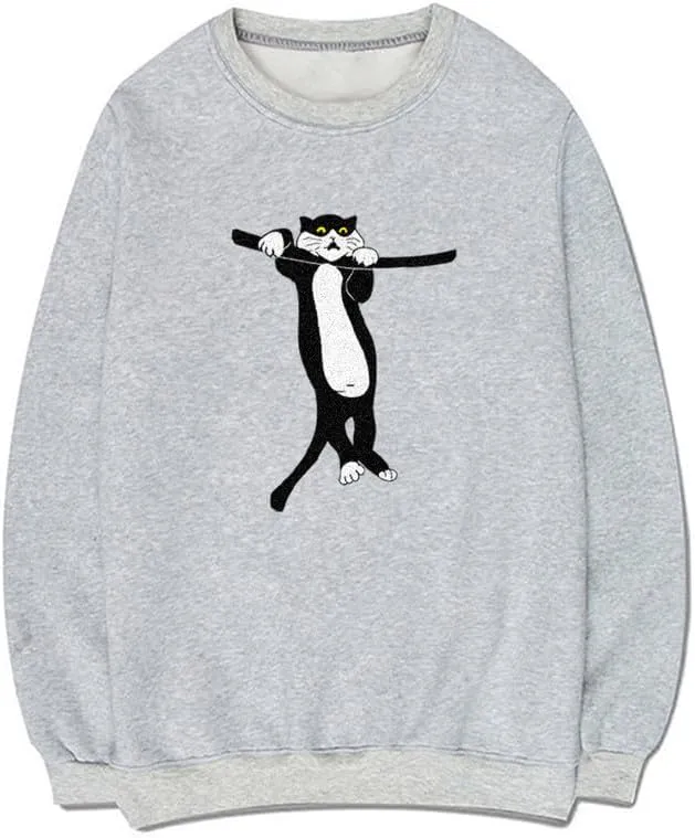 CORIRESHA Unisex Cat Lovers Sweatshirt Crewneck Long Sleeves Casual Cozy Cute Pullover