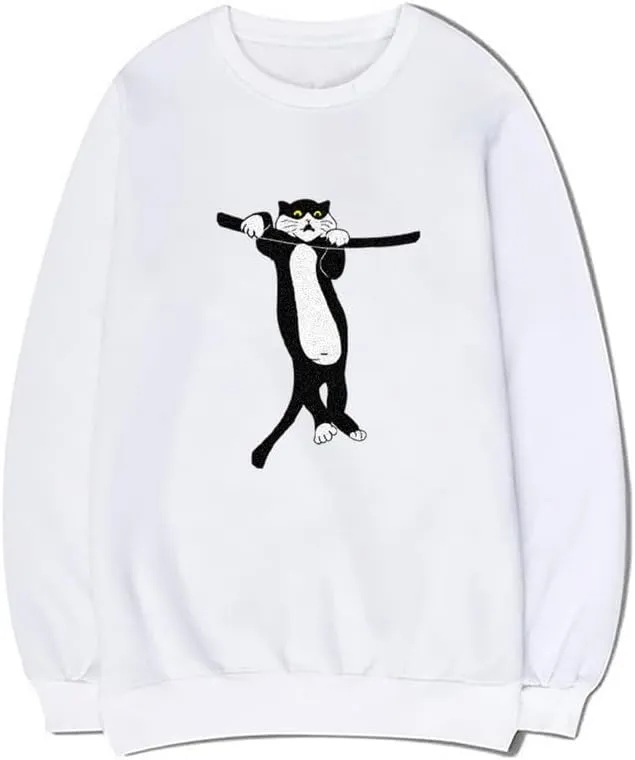 CORIRESHA Unisex Cat Lovers Sweatshirt Crewneck Long Sleeves Casual Cozy Cute Pullover