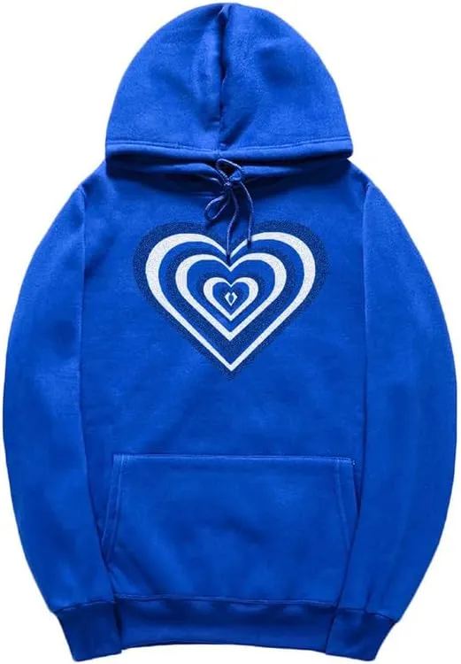 CORIRESHA Women's Cute Heart Hoodie Long Sleeve Drawstring Y2k Graphic Sweatshirt