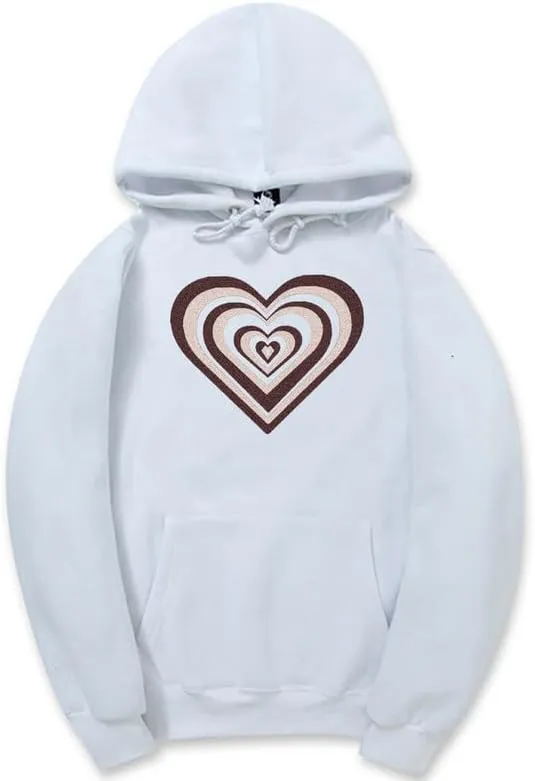 CORIRESHA Women's Cute Heart Hoodie Long Sleeve Drawstring Y2k Graphic Sweatshirt