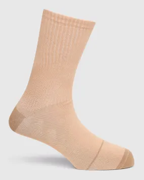 Cotton Beige Textured Socks - Snow