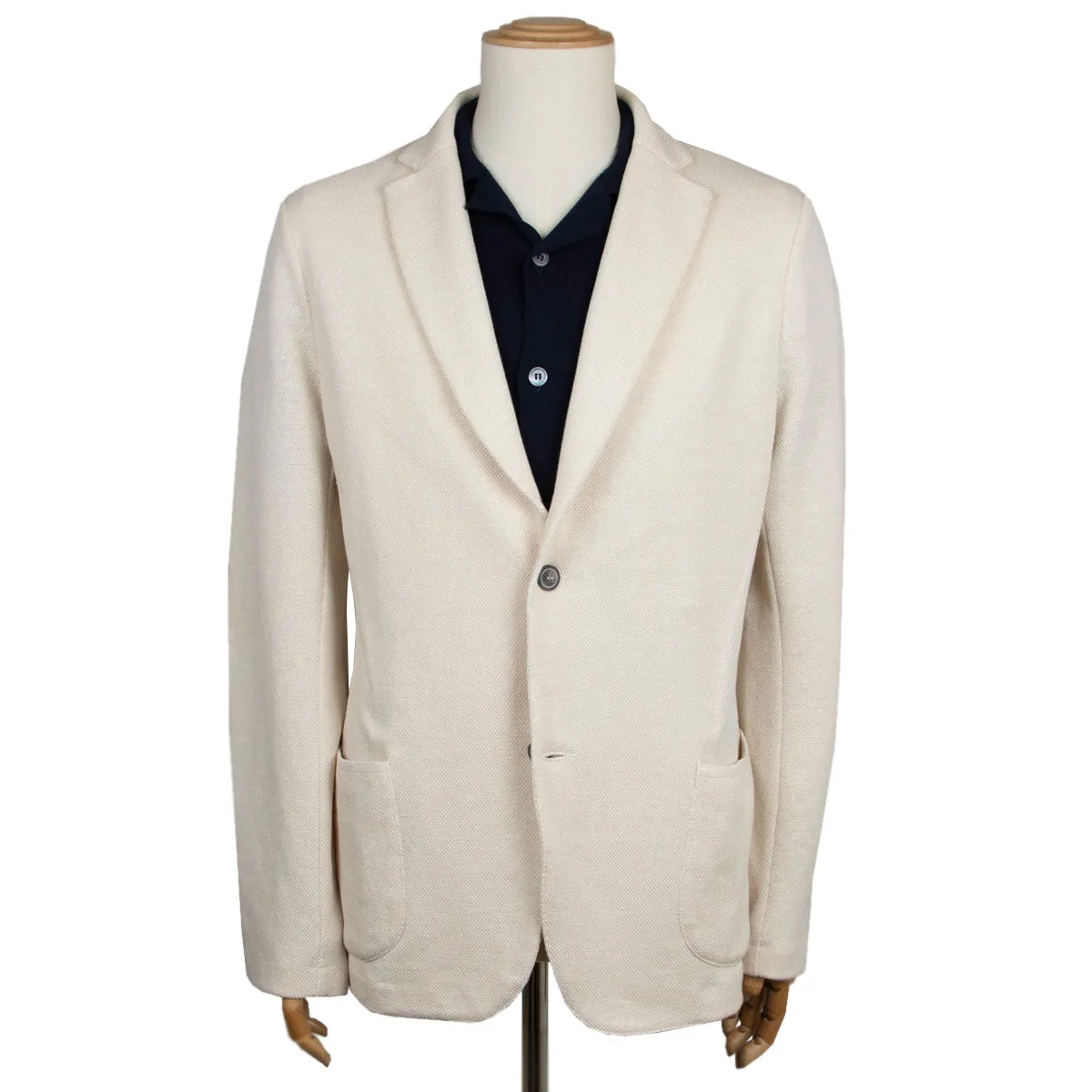 Cream Linen & Cotton Italian Knitted Unstructured Blazer