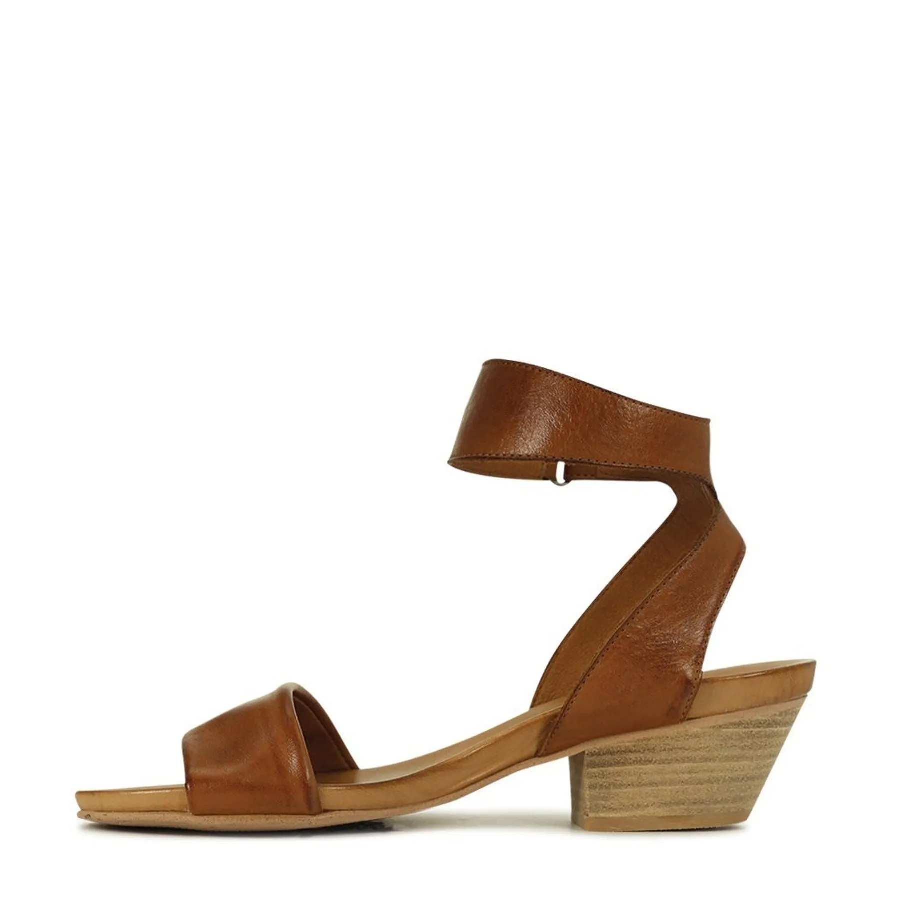 CUBO WOODEN STACK HEEL SANDALS LEATHER