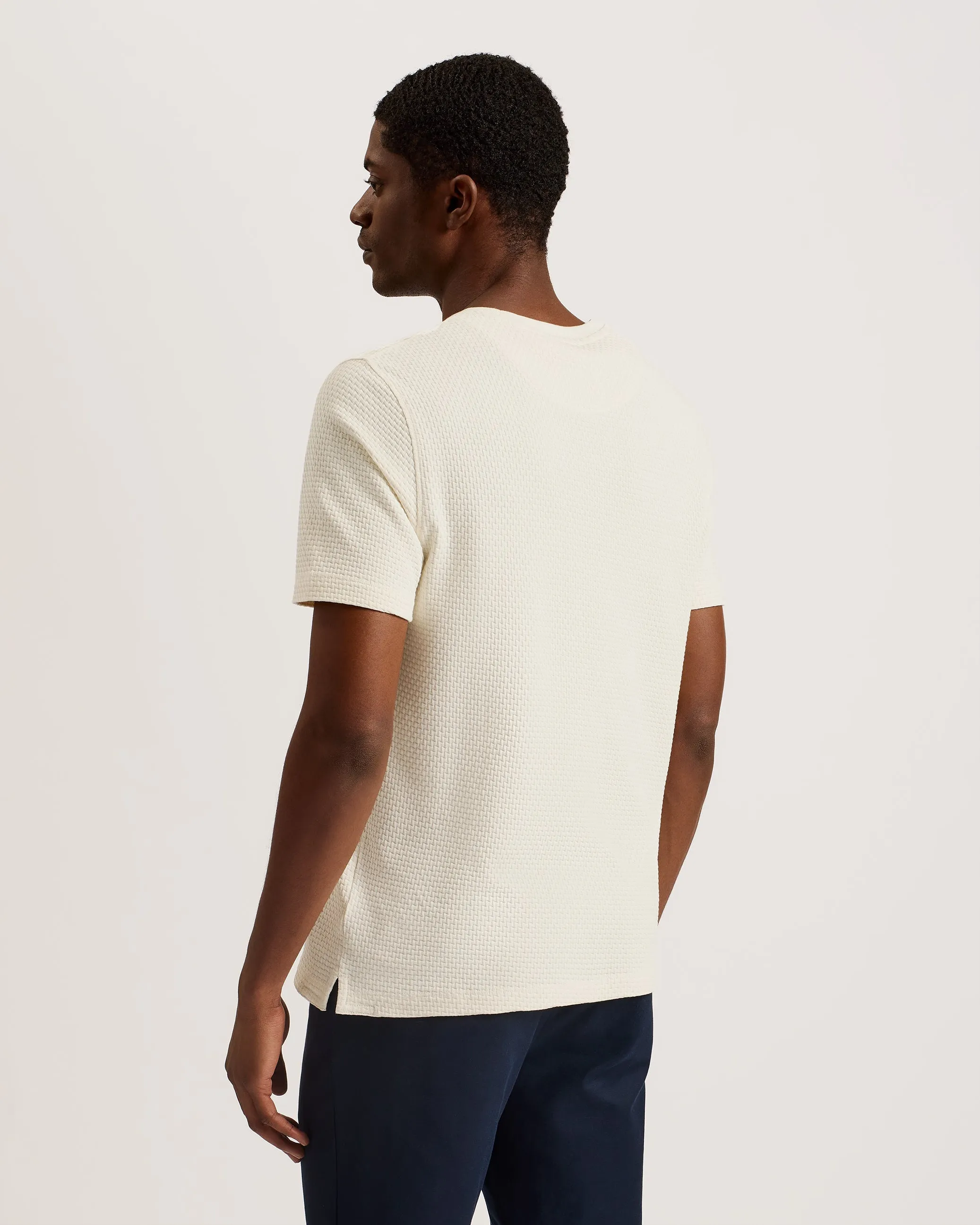 Curlys Ss Regular Textured T-Shirt Ecru