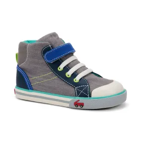 Dane Hi-Top Canvas Sneaker - Gray Denim/Blue