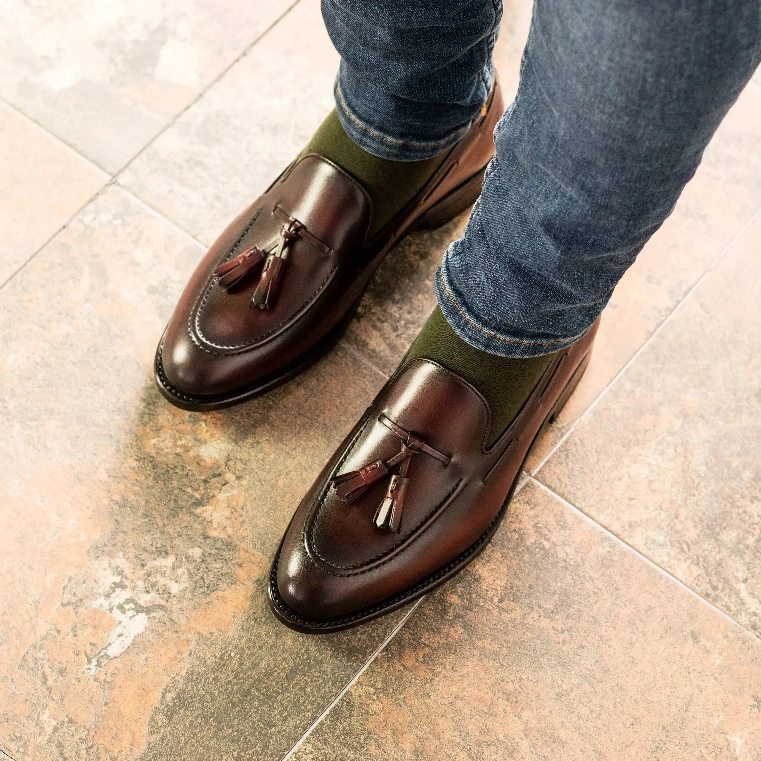 DapperFam Luciano in Burgundy Men's Italian Leather Loafer