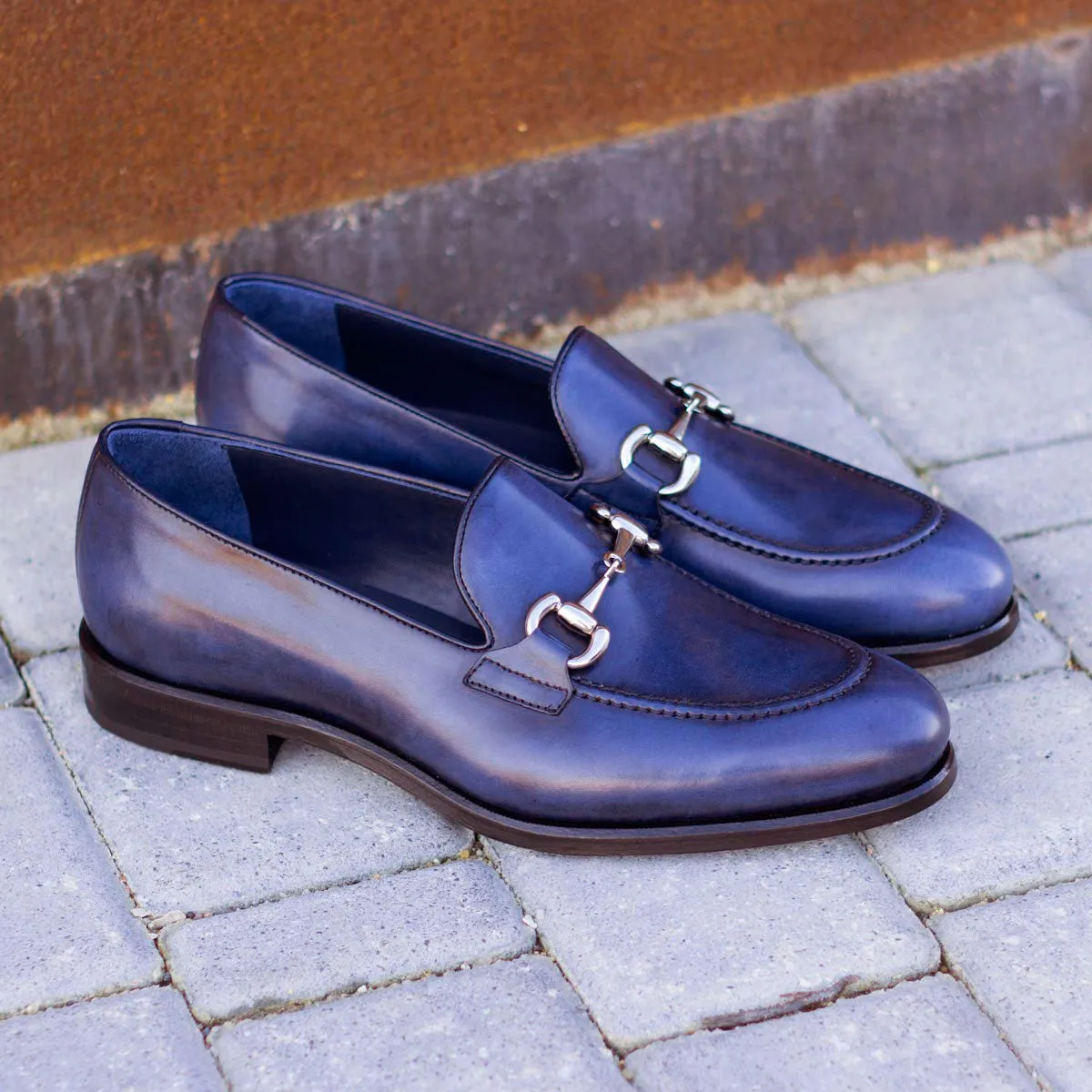 DapperFam Luciano in Navy Men's Italian Leather Loafer